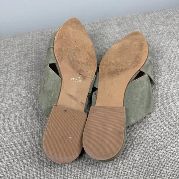 42 Gold Womens Carra Flat Heel Mule Cushioned Insole Green Suede Size 9 Pointy - Picture 10 of 11